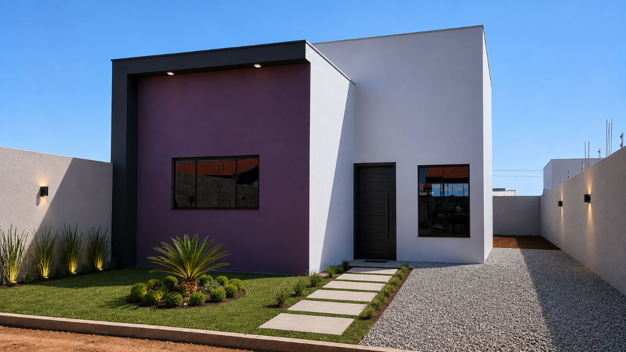 Fachada Linha Select contemporânea com detalhe em cor